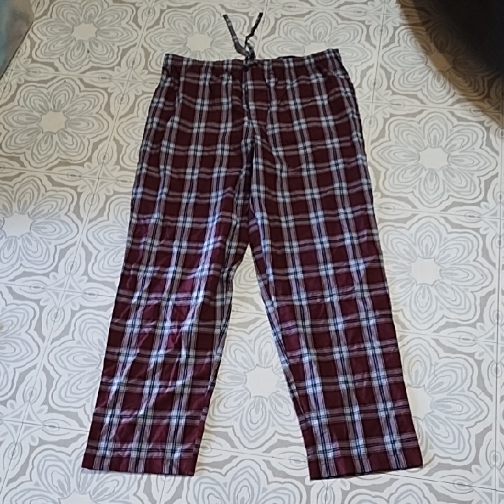 Men's Plaid Lounge Pants Stafford Sz L Thin Lightweight Material Elastic Waist